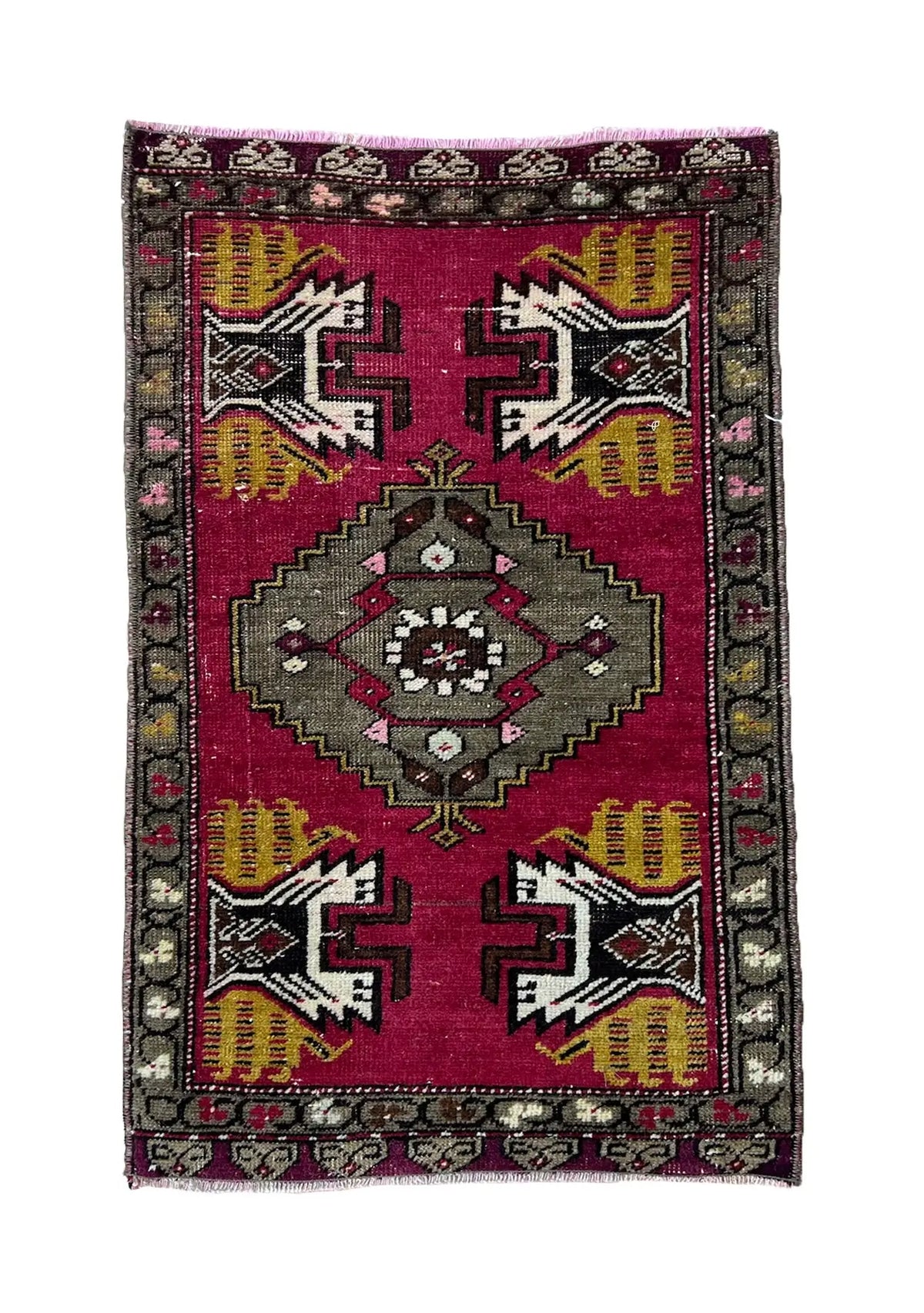 Sunshine - Vintage Mini Red Area Rug - kudenrugs