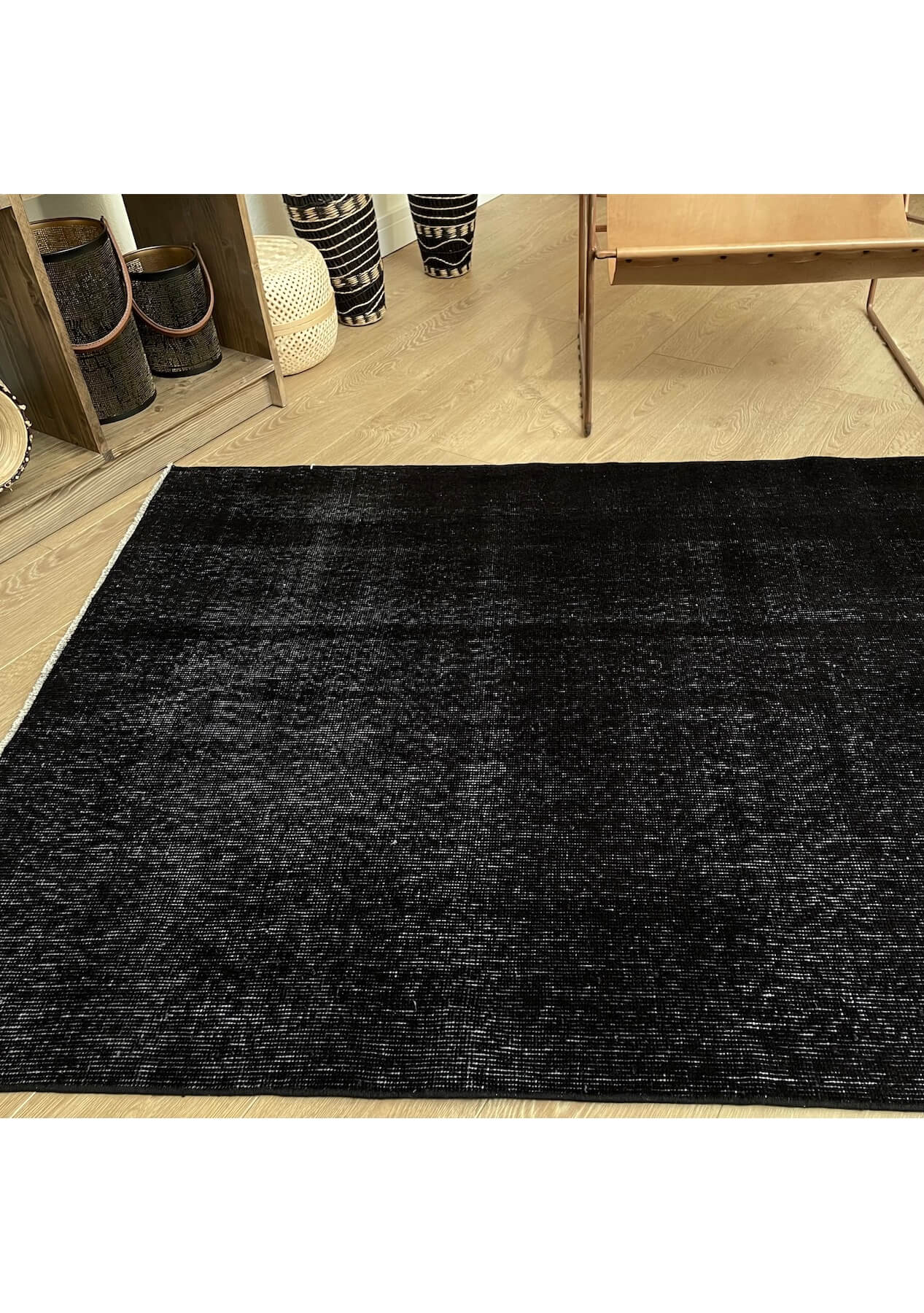 Suzanne - Vintage Black Overdyed Rug - kudenrugs