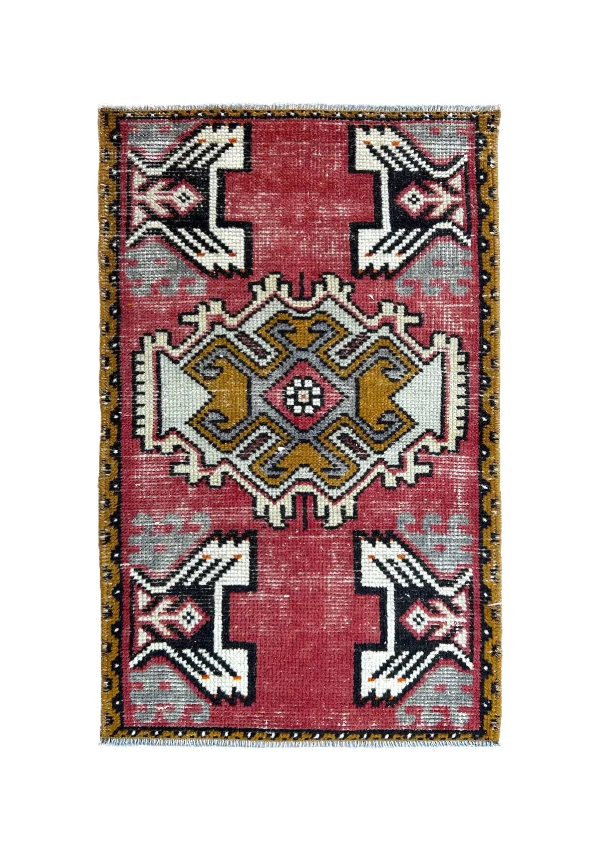 Taahira - Vintage Mini Red Area Rug - kudenrugs