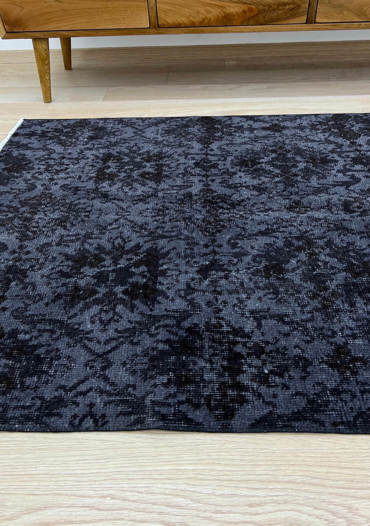 Tatum - Vintage Black Overdyed Rug - kudenrugs