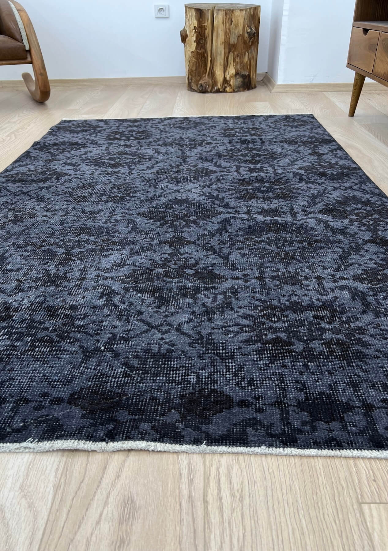 Tatum - Vintage Black Overdyed Rug - kudenrugs