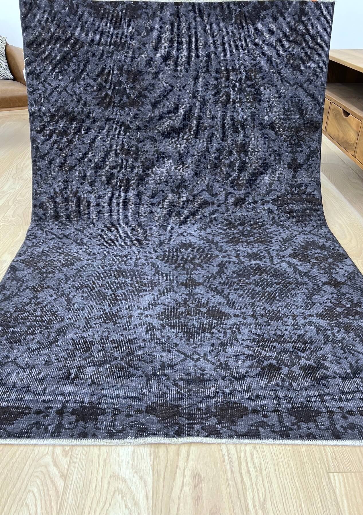 Tatum - Vintage Black Overdyed Rug - kudenrugs
