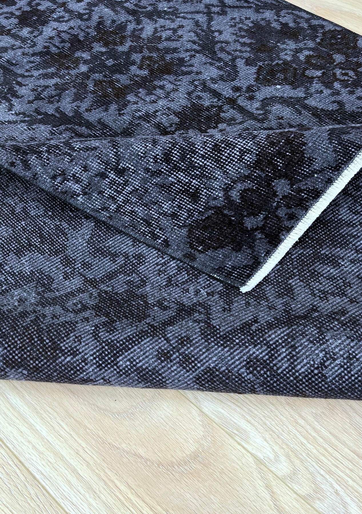 Tatum - Vintage Black Overdyed Rug - kudenrugs