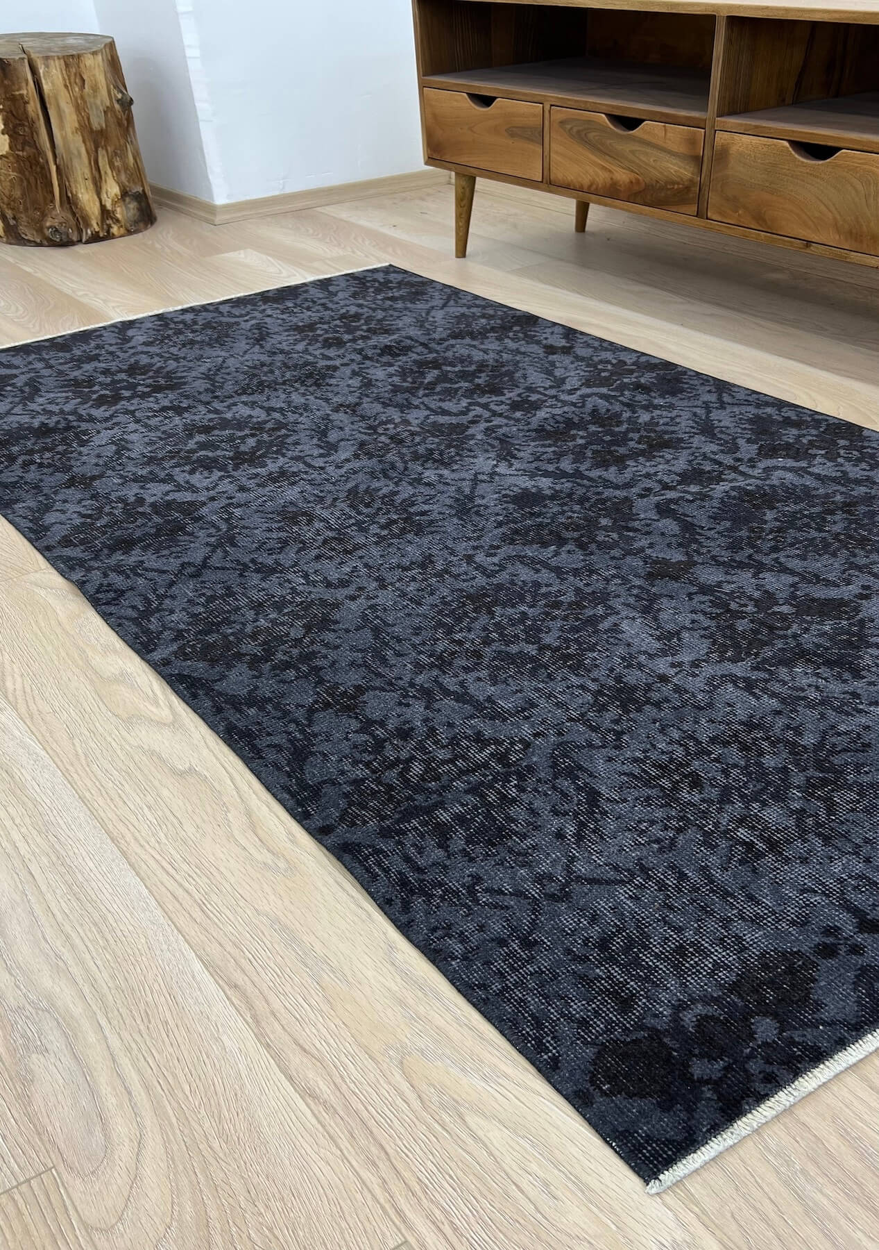 Tatum - Vintage Black Overdyed Rug - kudenrugs