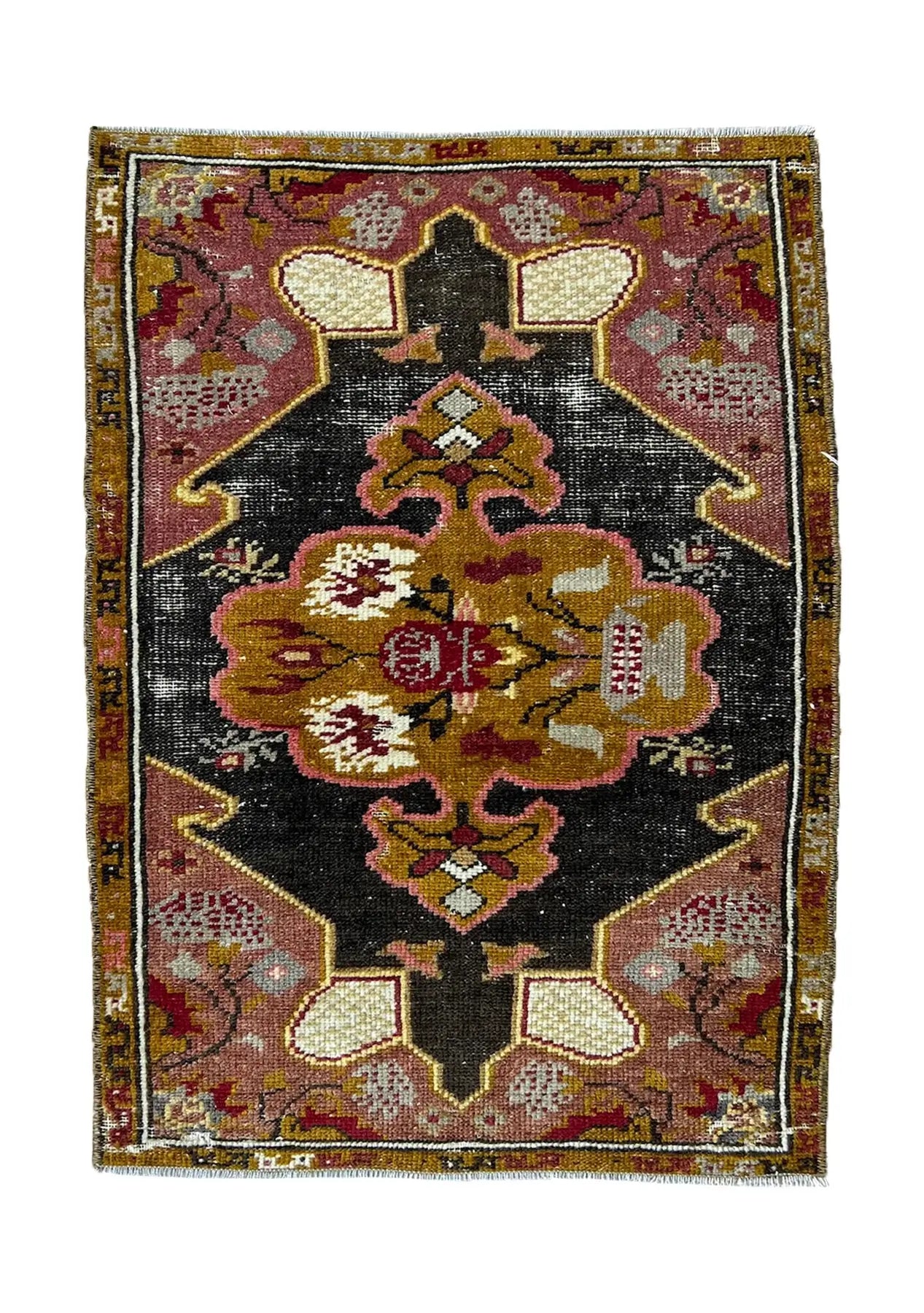 Teri - Vintage Mini Black Area Rug - kudenrugs