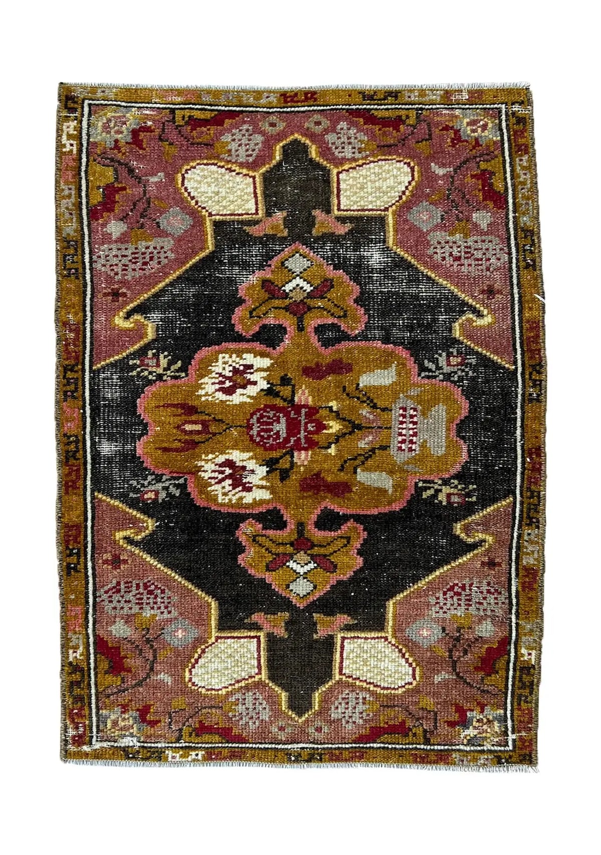 Teri - Vintage Mini Black Area Rug - kudenrugs