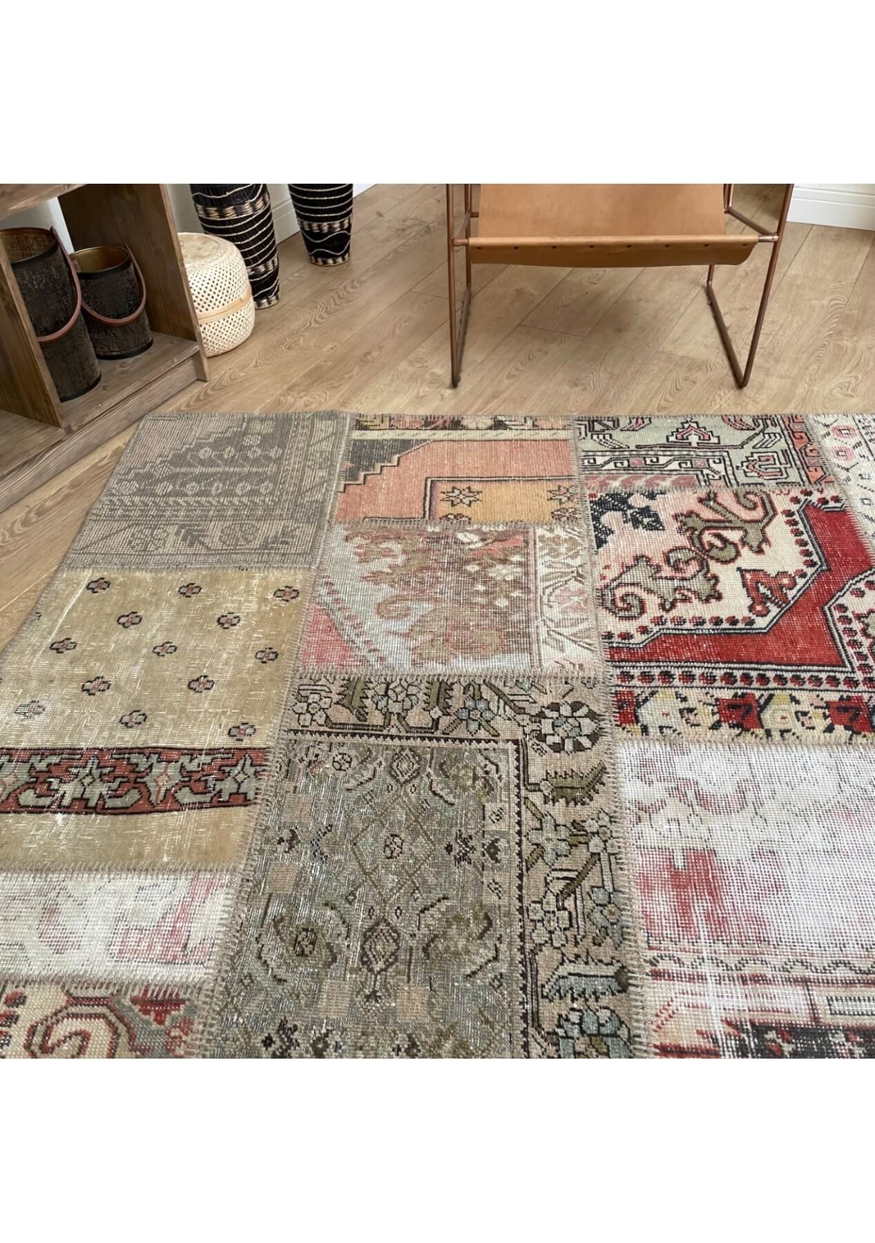 Thelma - Vintage Turkish Patchwork Rug - kudenrugs