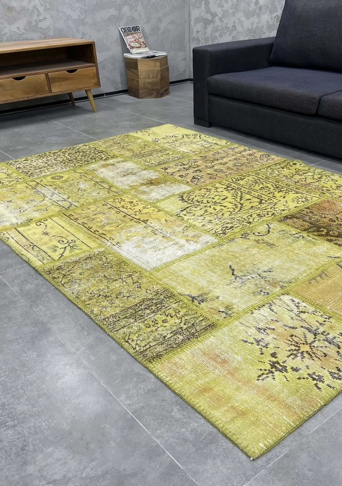 Verin - Vintage Yellow Patchwork Rug - kudenrugs