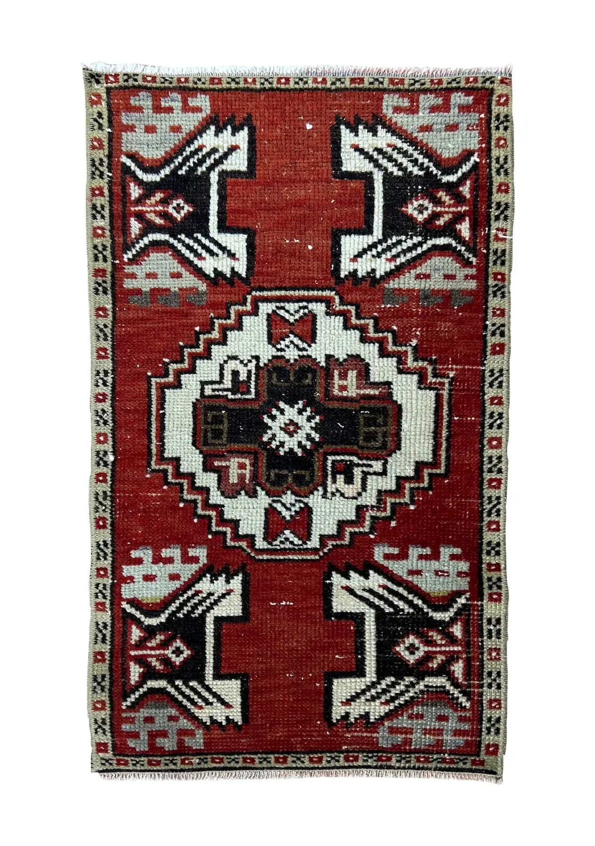Wafa - Vintage Mini Red Area Rug - kudenrugs