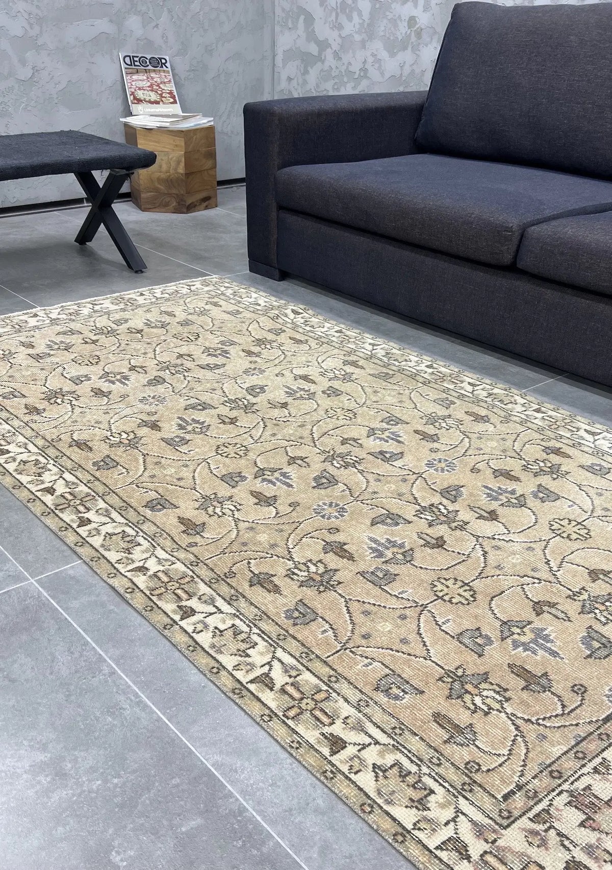 Willa - Vintage Beige Antique Washed Rug - kudenrugs