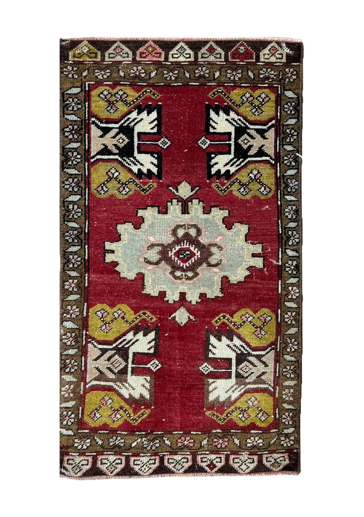 Winifred - Vintage Mini Red Area Rug - kudenrugs