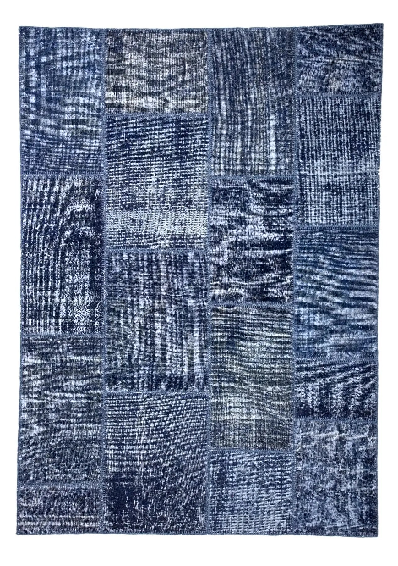 Zabrina - Vintage Blue Patchwork Rug - kudenrugs
