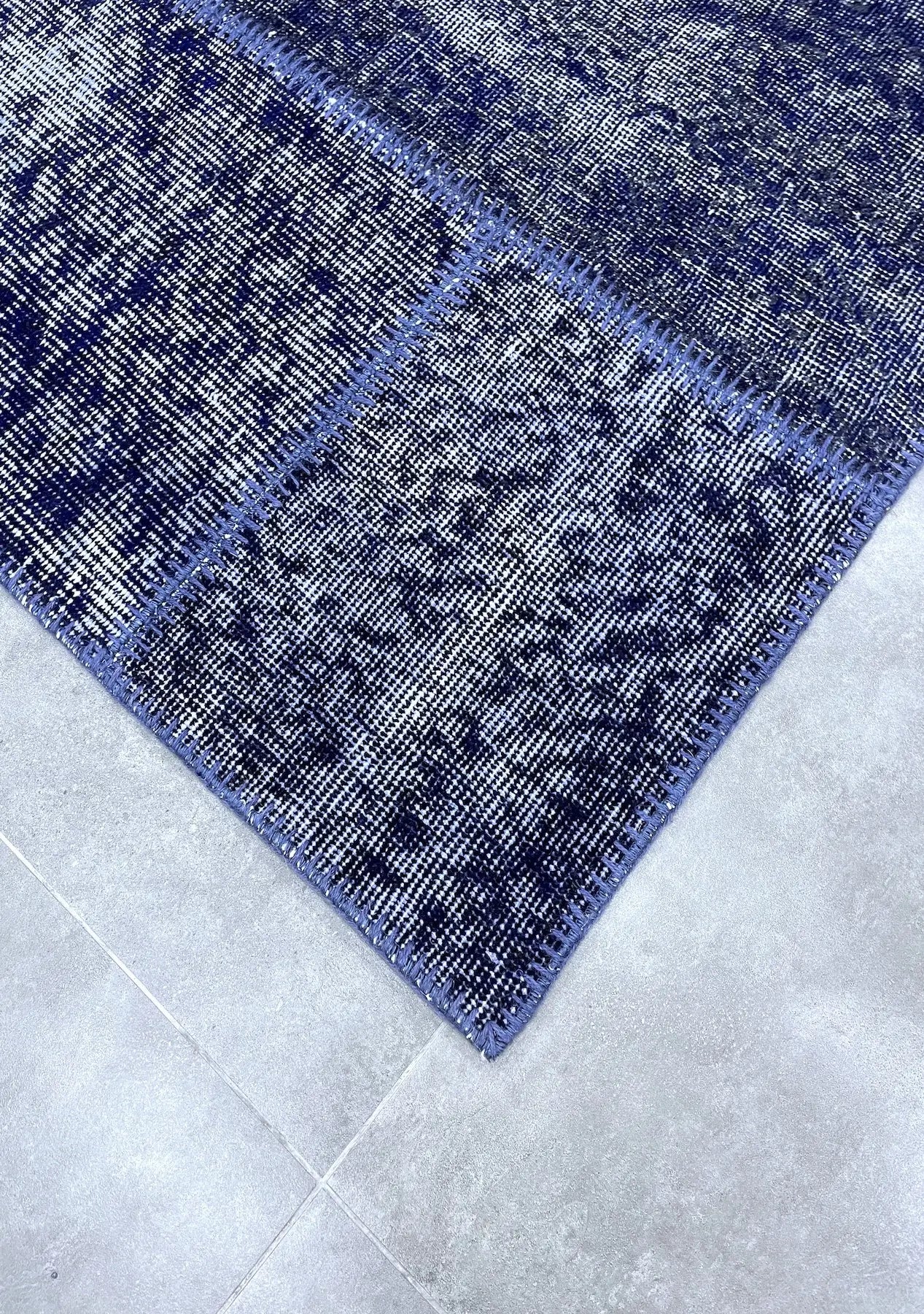 Zabrina - Vintage Blue Patchwork Rug - kudenrugs
