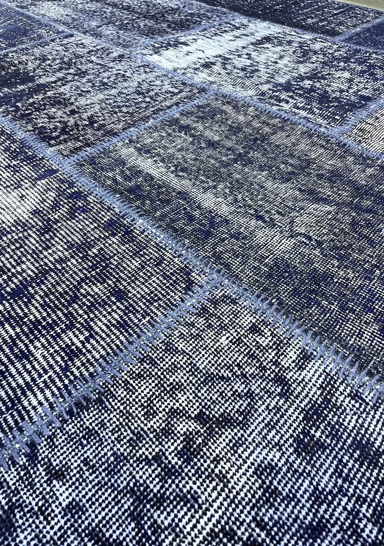 Zabrina - Vintage Blue Patchwork Rug - kudenrugs