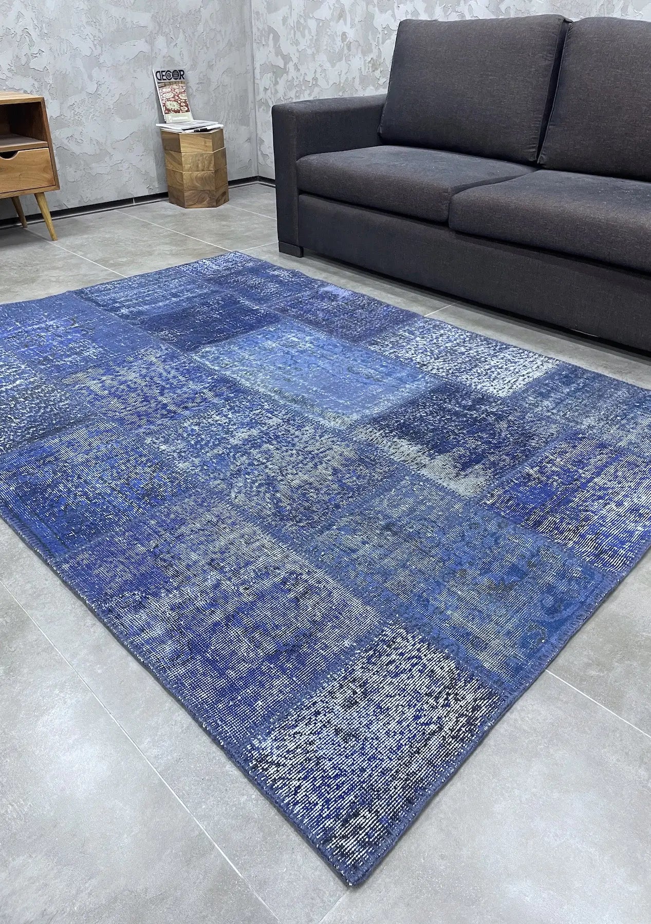 Zadhiya - Vintage Blue Patchwork Rug - kudenrugs