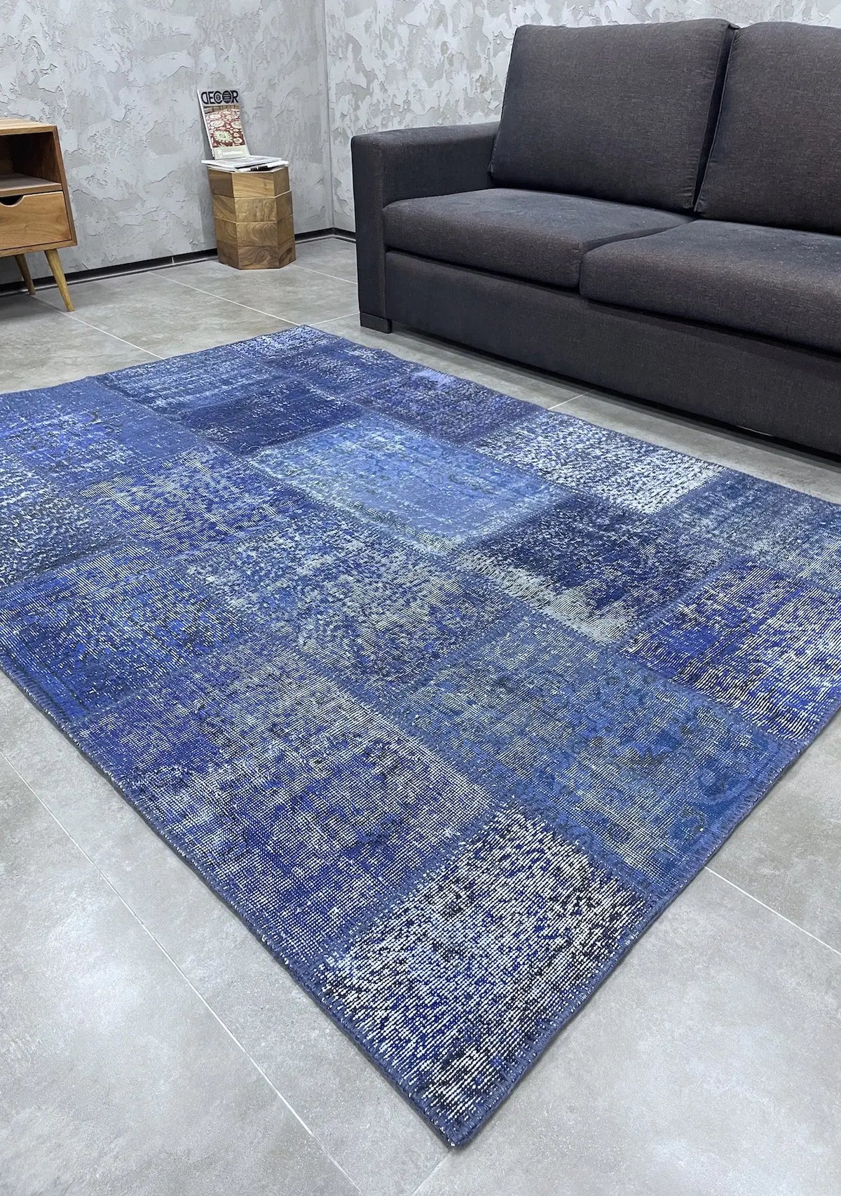 Zadhiya - Vintage Blue Patchwork Rug - kudenrugs
