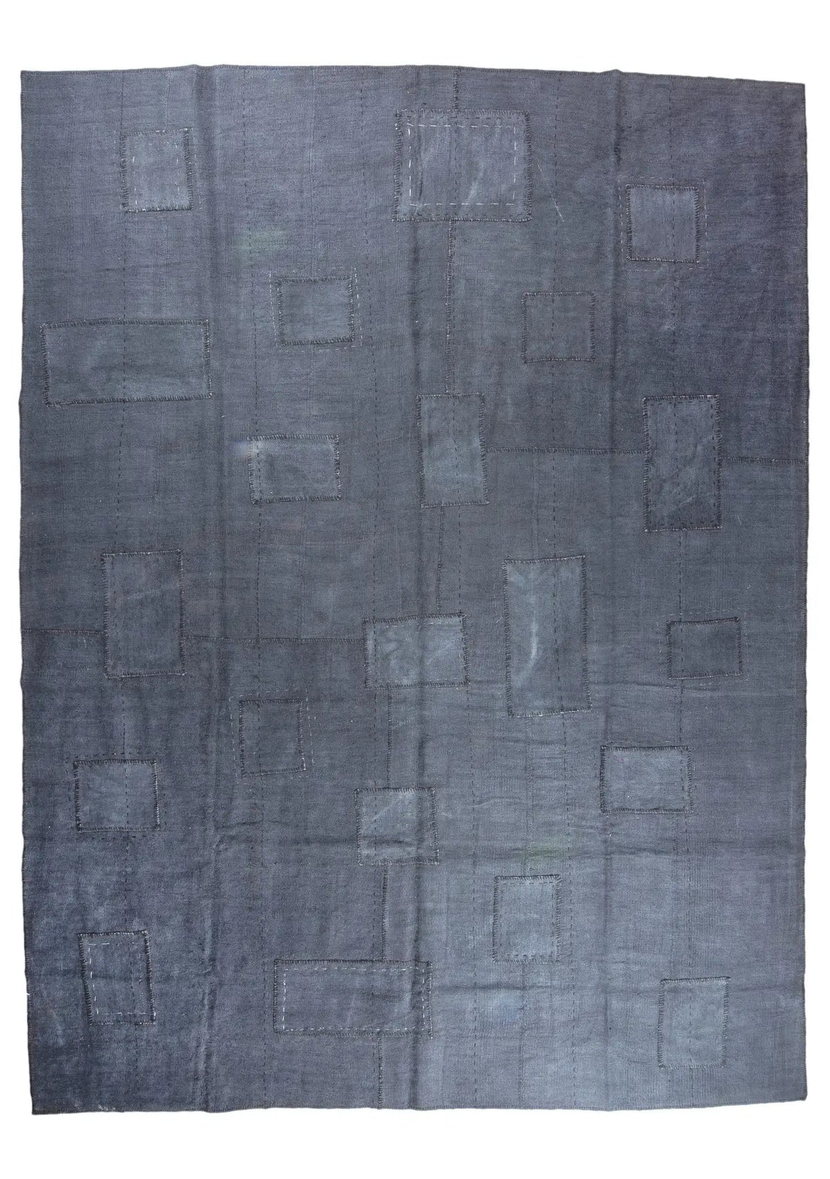 Zahwauh - Vintage Gray Patchwork Rug - kudenrugs