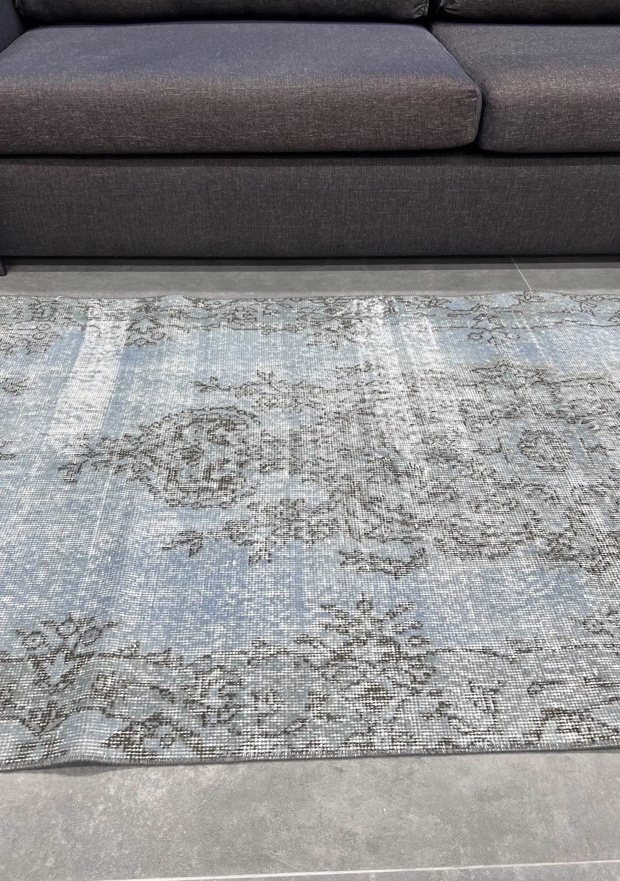 Zariah - Vintage Blue Overdyed Rug - kudenrugs
