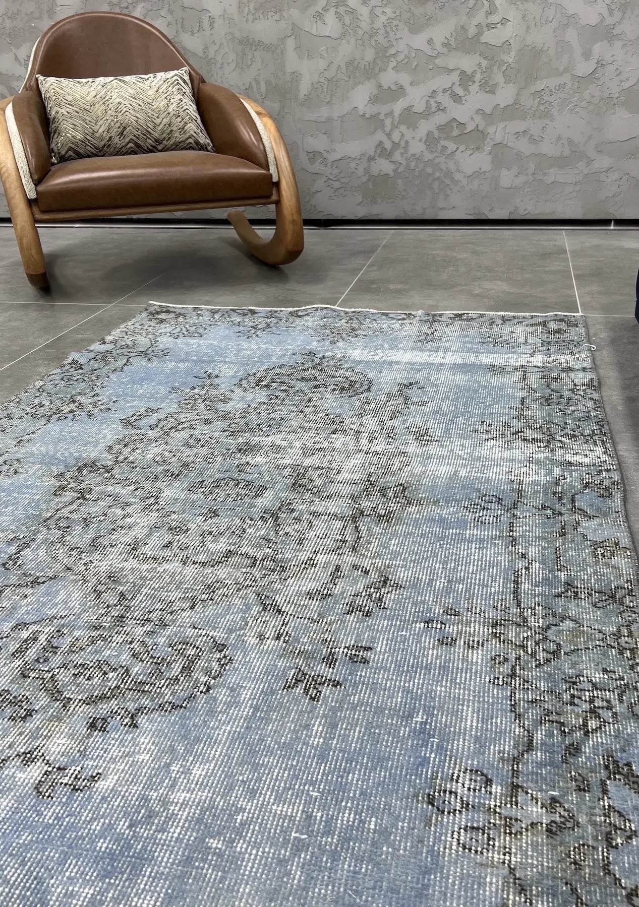 Zariah - Vintage Blue Overdyed Rug - kudenrugs