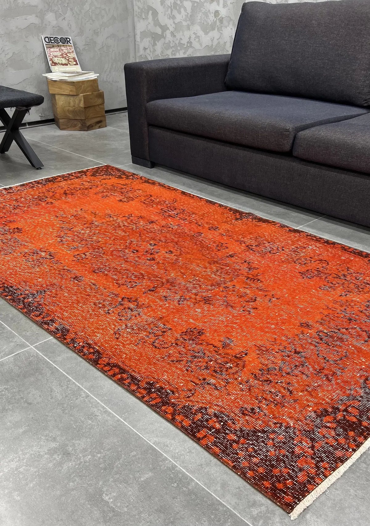 Zelda - Vintage Orange Overdyed Rug - kudenrugs