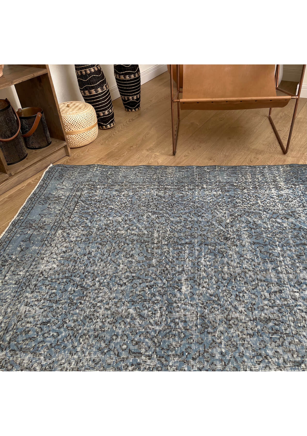 Zoey - Vintage Blue Overdyed Rug - kudenrugs