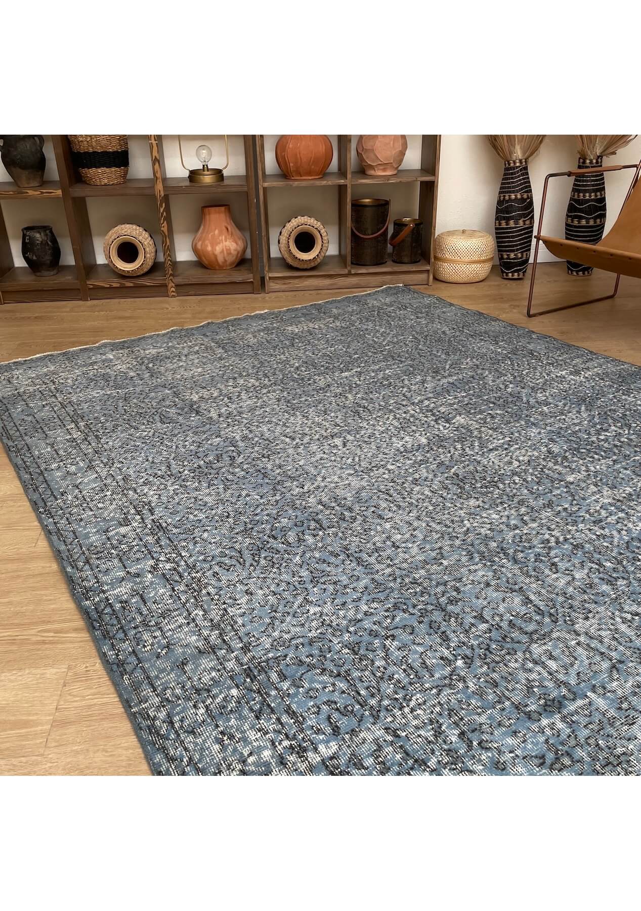 Zoey - Vintage Blue Overdyed Rug - kudenrugs