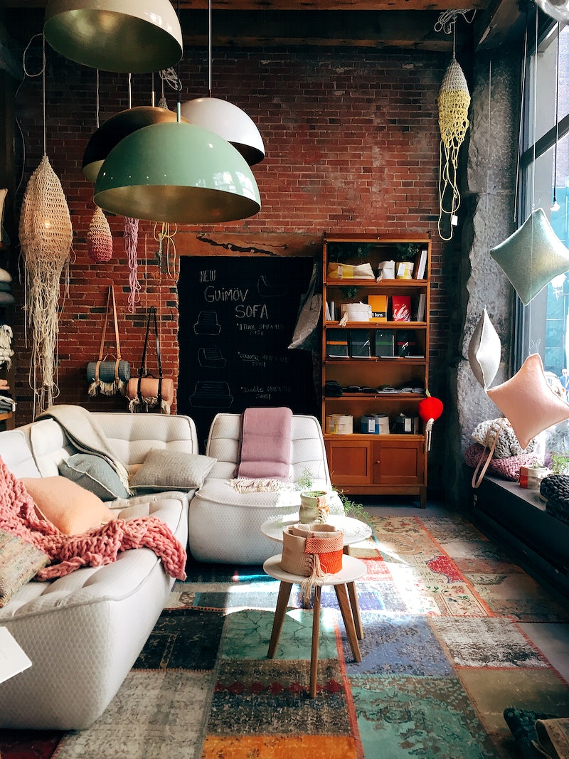 Modern Living Room with Bold Patterned Rug