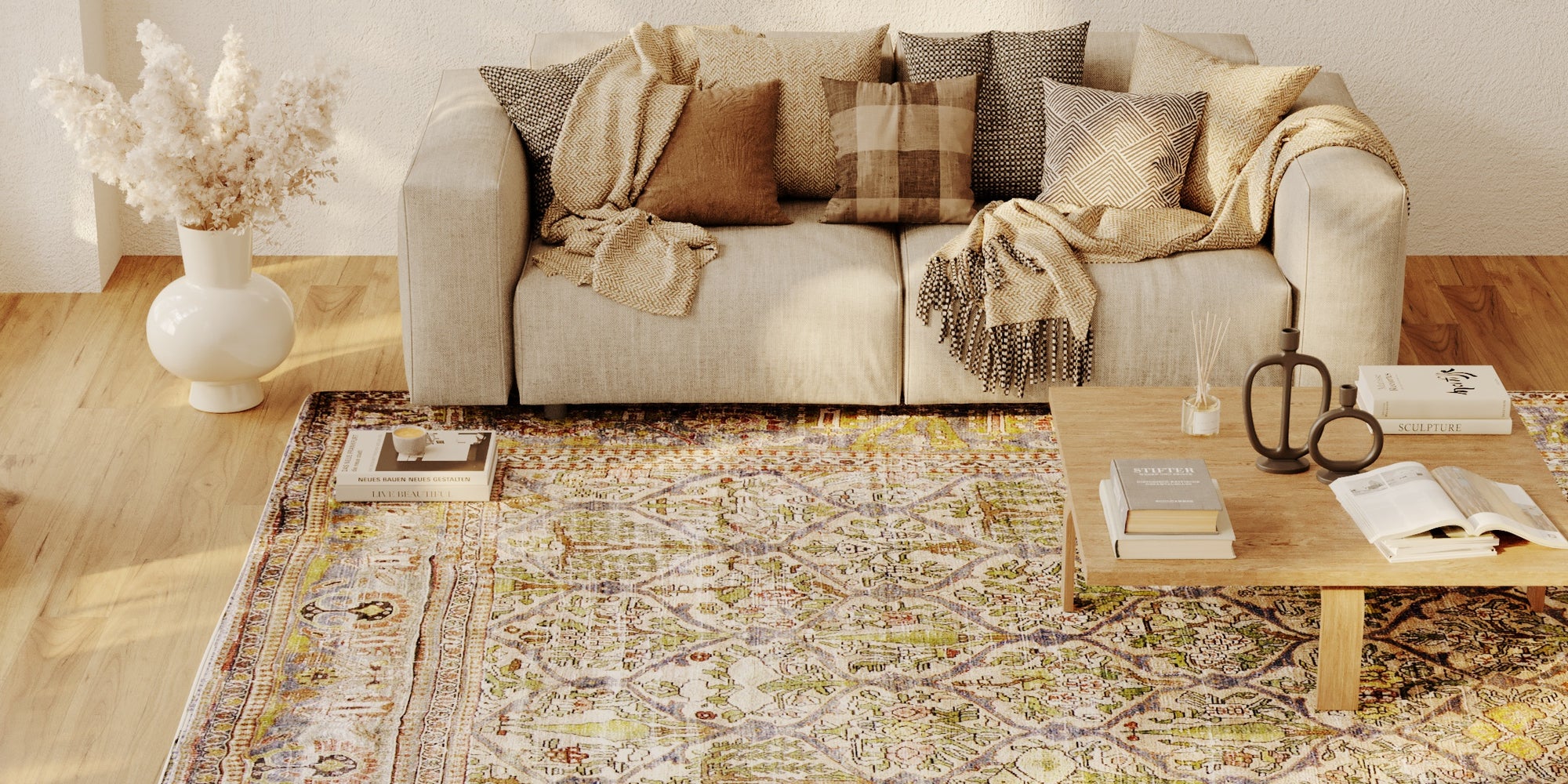 Wool Carpet in a Cozy Living Room