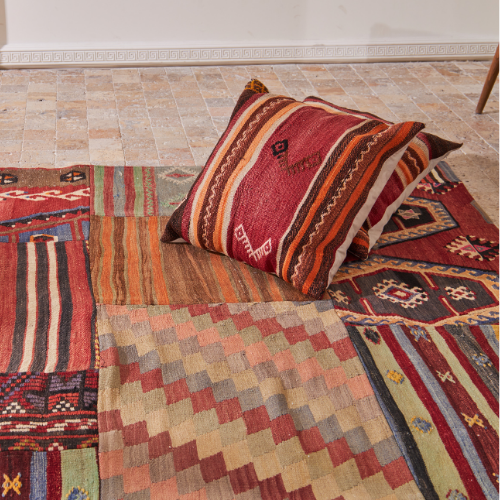 Kilim pillow on a kilim rug