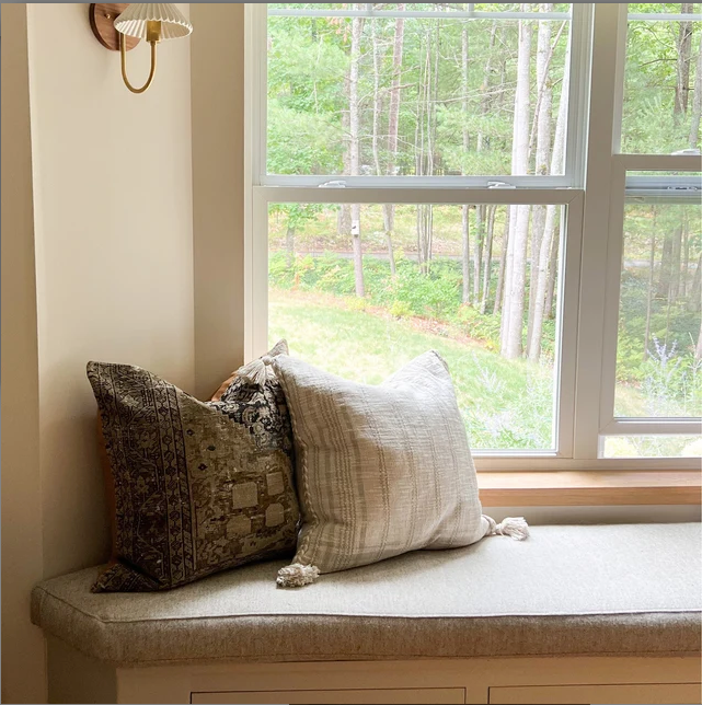 Pillow covers on a window side