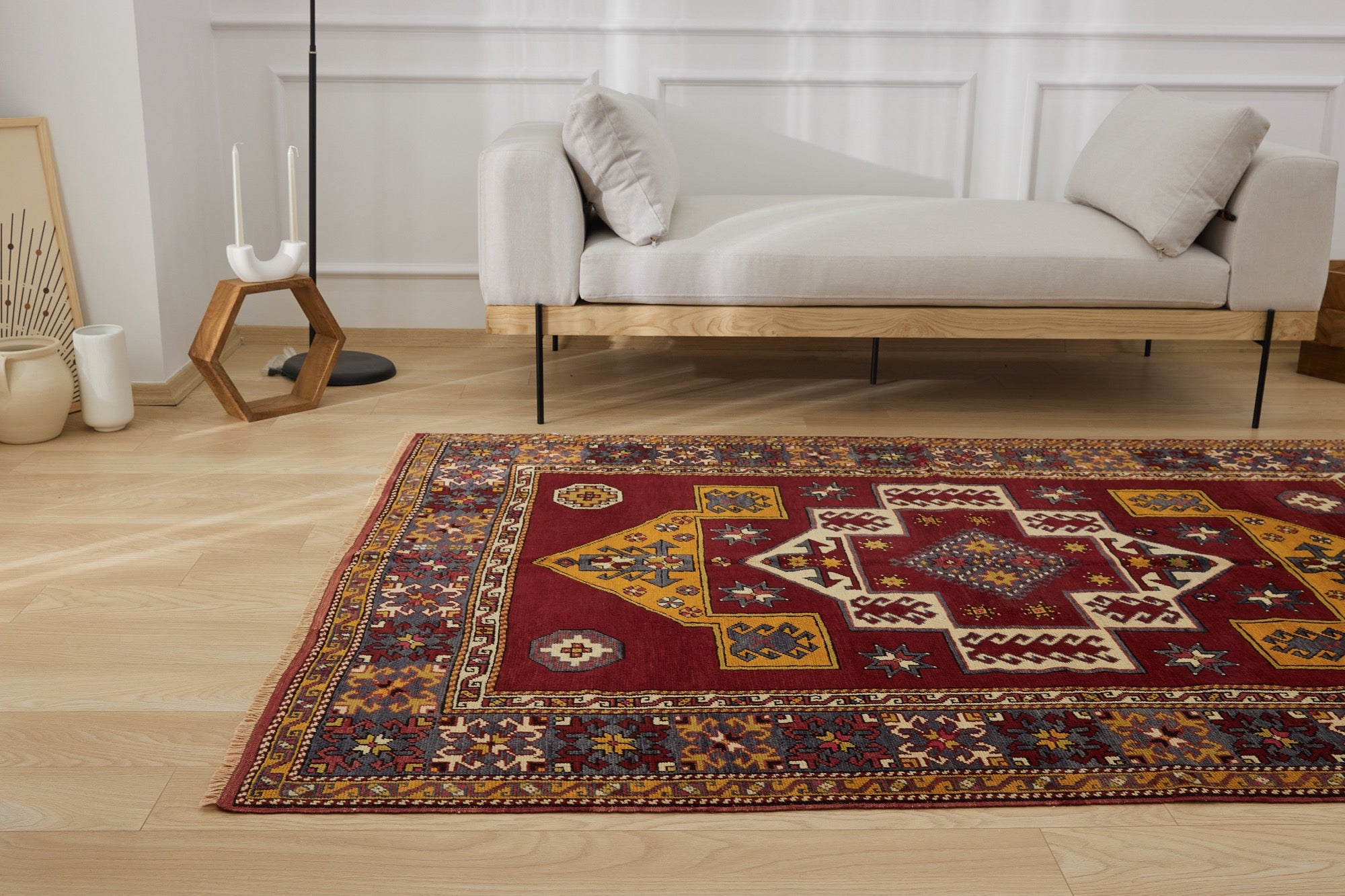 Adailia | Modern Vintage Fusion | Artisanal Geometric Carpet | Kuden Rugs