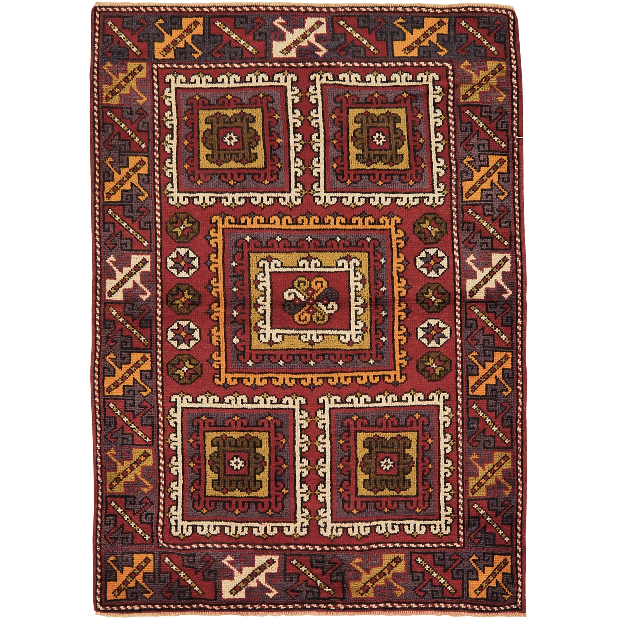 Adalynn | Bold Red Intricacy | Vintage Turkish Small Rug | Kuden Rugs