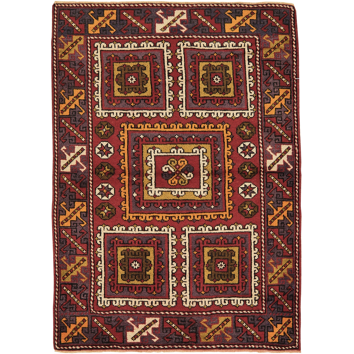 Adalynn | Bold Red Intricacy | Vintage Turkish Small Rug | Kuden Rugs