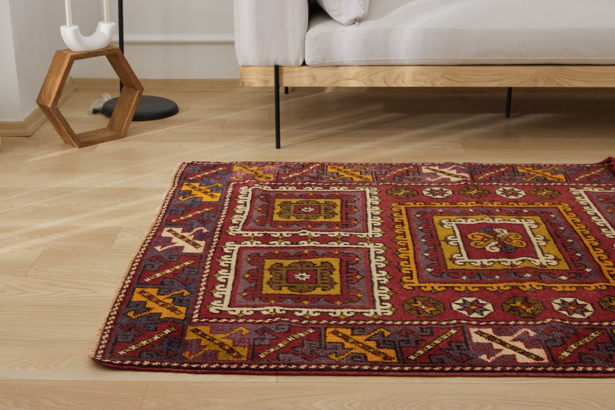 Adalynn | Modern Vintage Fusion | Artisanal Geometric Carpet | Kuden Rugs