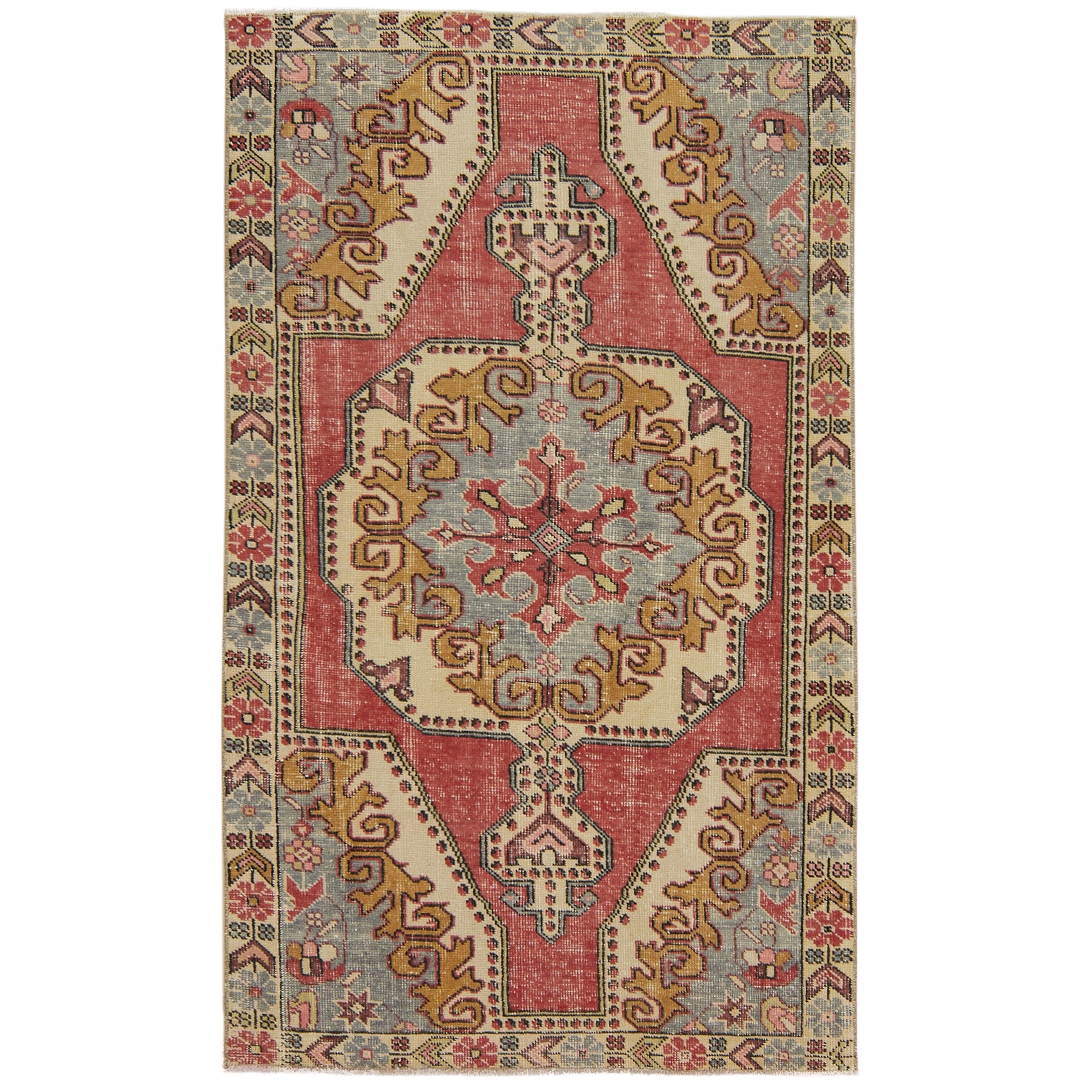 4' x 7' Vintage Turkish Rug, Red - Addisyn | Kuden Rugs