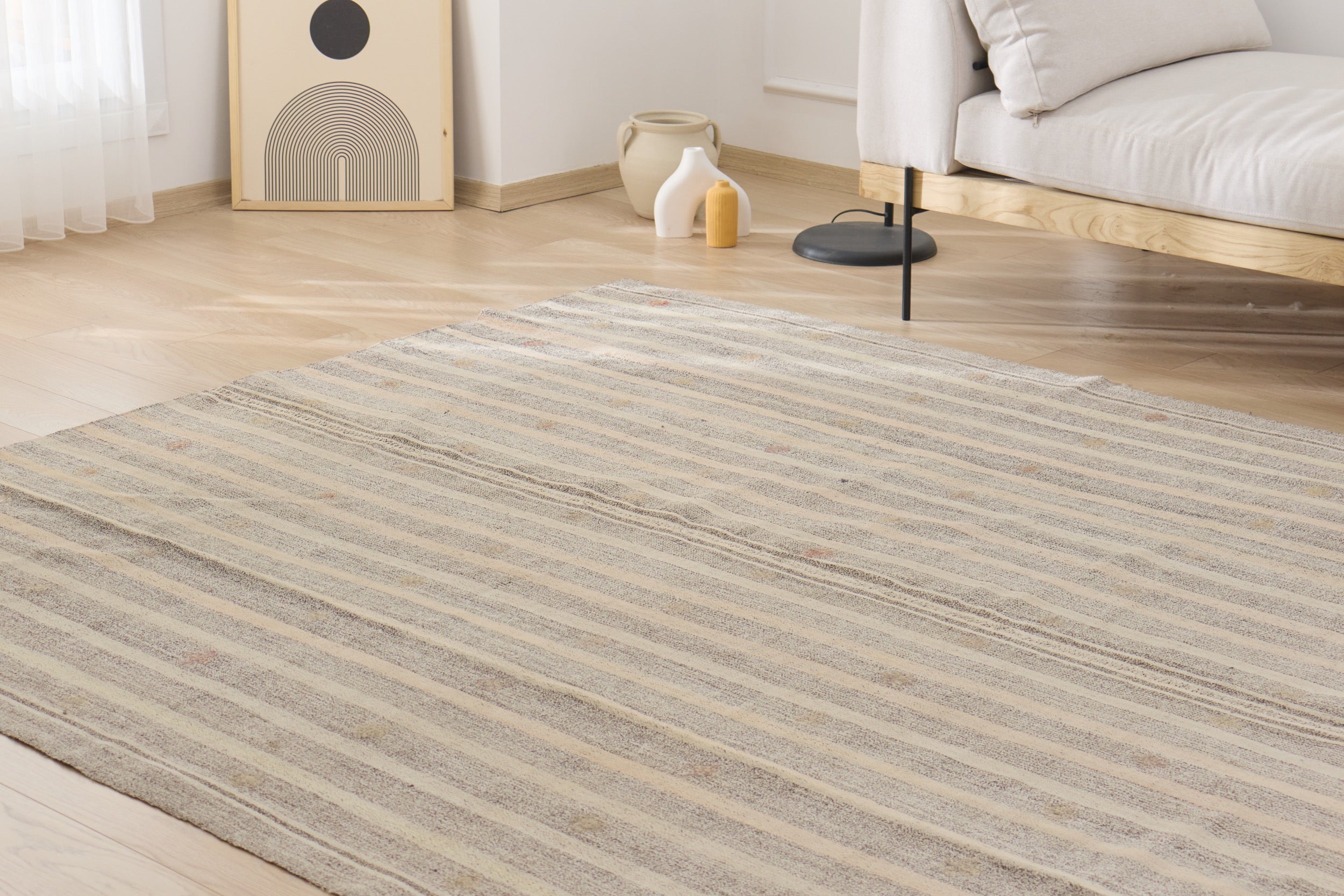 Adelphia: A Captivating Turkish Kilim Rug with a Crisp, Clean Palette | Kuden Rugs