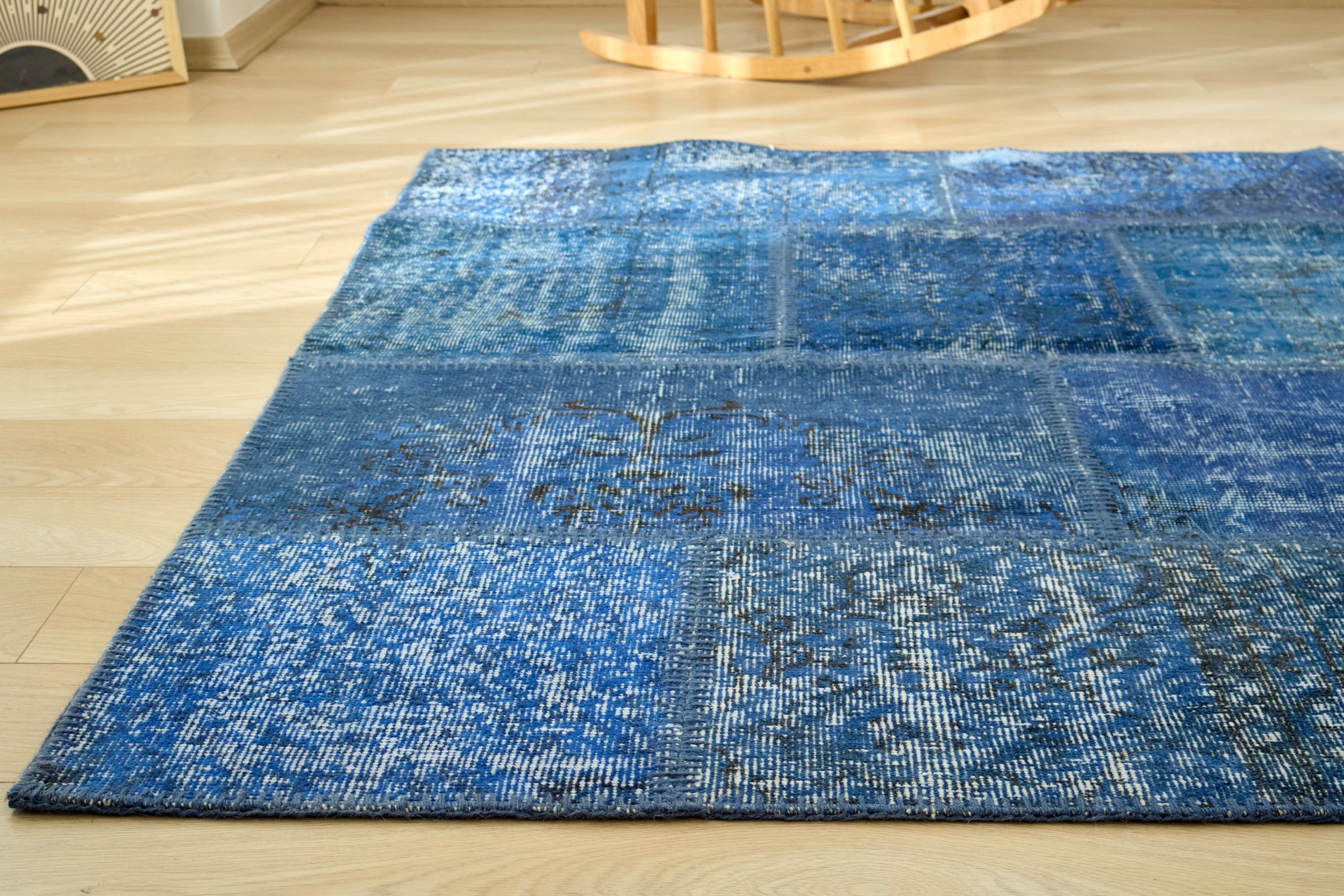 Turkish Rug, Runner buy Carpet, Vintage Rug, Antique Rug, 24x78 inches Blue Carpet, Tribal Corridor Rug, Patchwork Kitchen Rugs, 2266