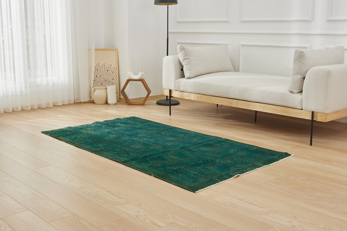 Overdyed Green Elegance - Aile's Professional Carpet Craftsmanship | Kuden Rugs