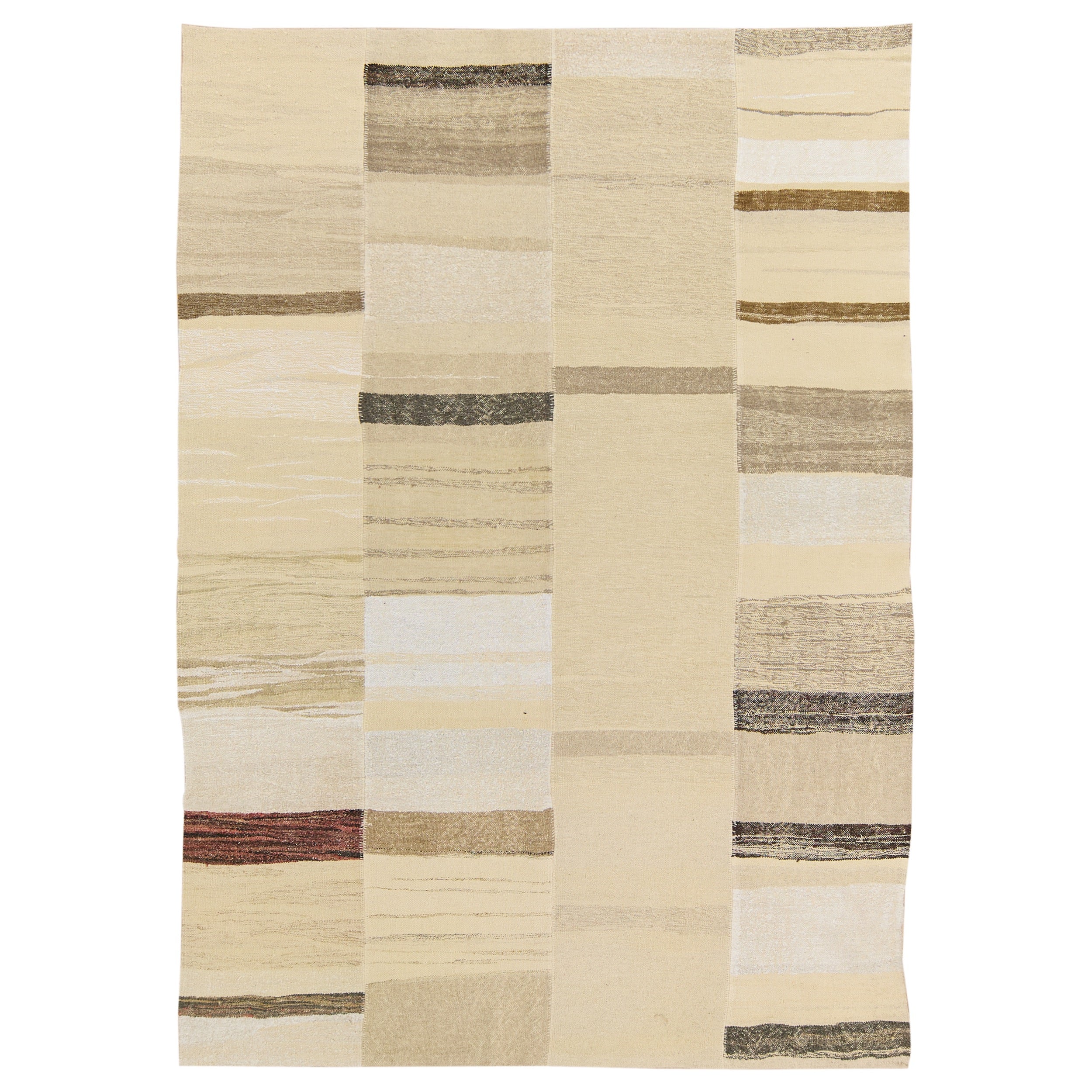 Alair: A Soft Beige Vintage Turkish Wool Hemp Rug | Kuden Rugs