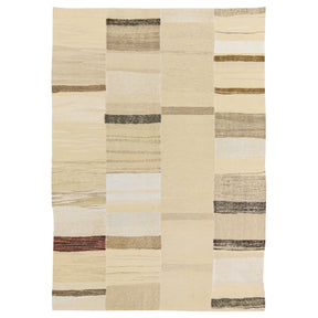 Alair: A Soft Beige Vintage Turkish Wool Hemp Rug | Kuden Rugs