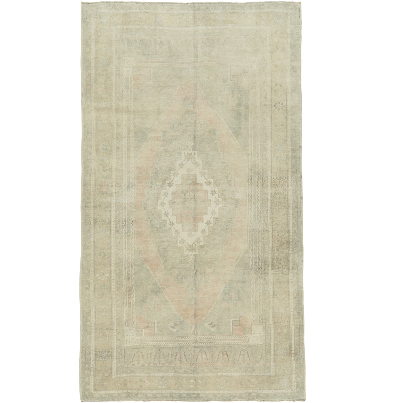 Aliki | Classic Cream Geometry | Vintage Turkish Rug | Kuden Rugs