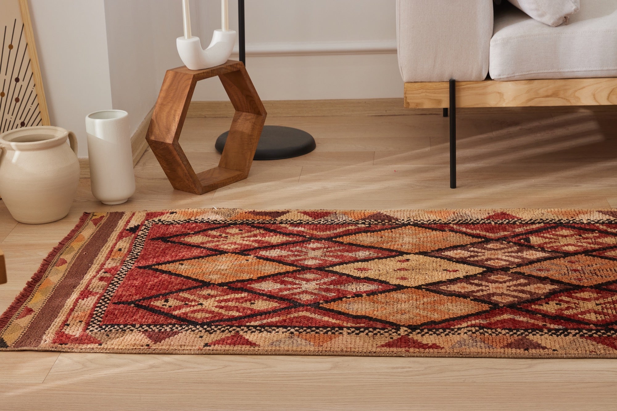 Allethiah | Modern Vintage Fusion | Artisanal Geometric Carpet | Kuden Rugs