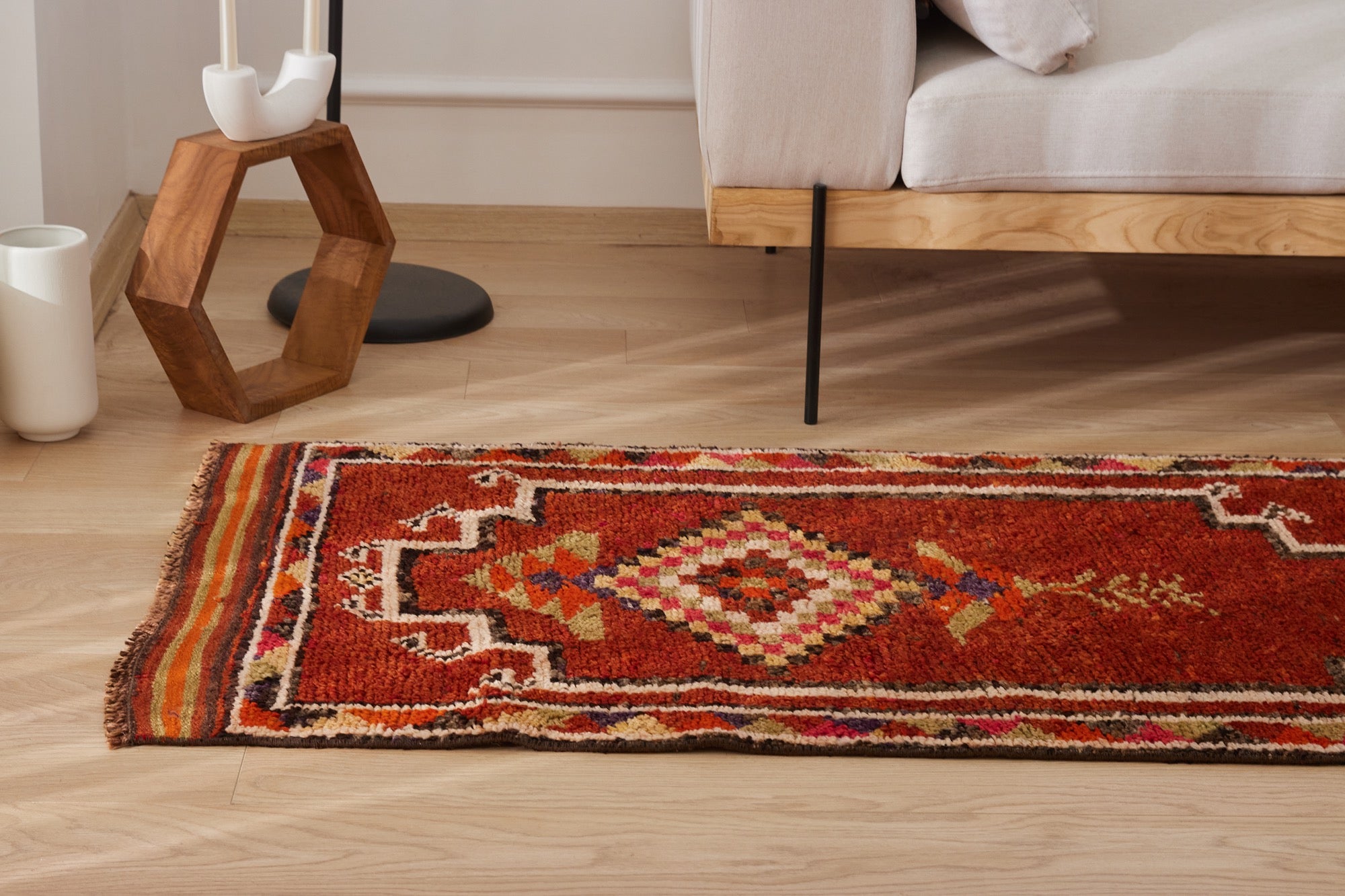 Amaia | Modern Vintage Fusion | Artisanal Geometric Carpet | Kuden Rugs