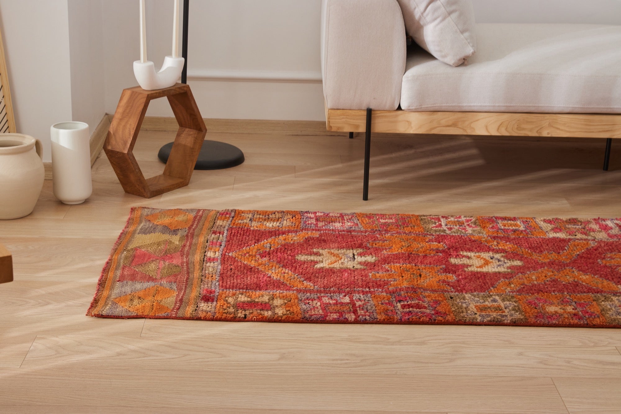 Amaris | Modern Vintage Fusion | Artisanal Geometric Carpet | Kuden Rugs
