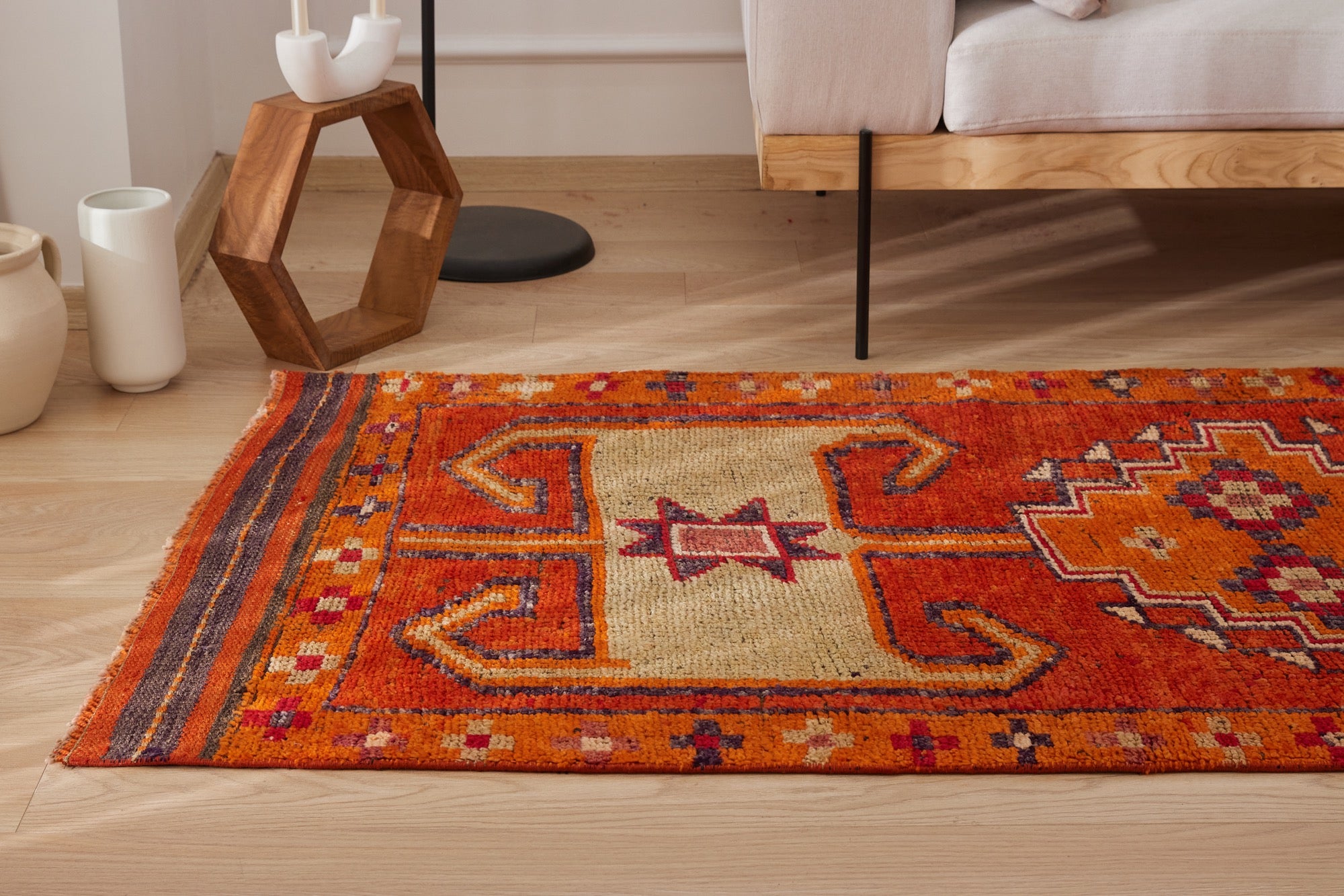 Anaya | Modern Vintage Fusion | Artisanal Geometric Carpet | Kuden Rugs