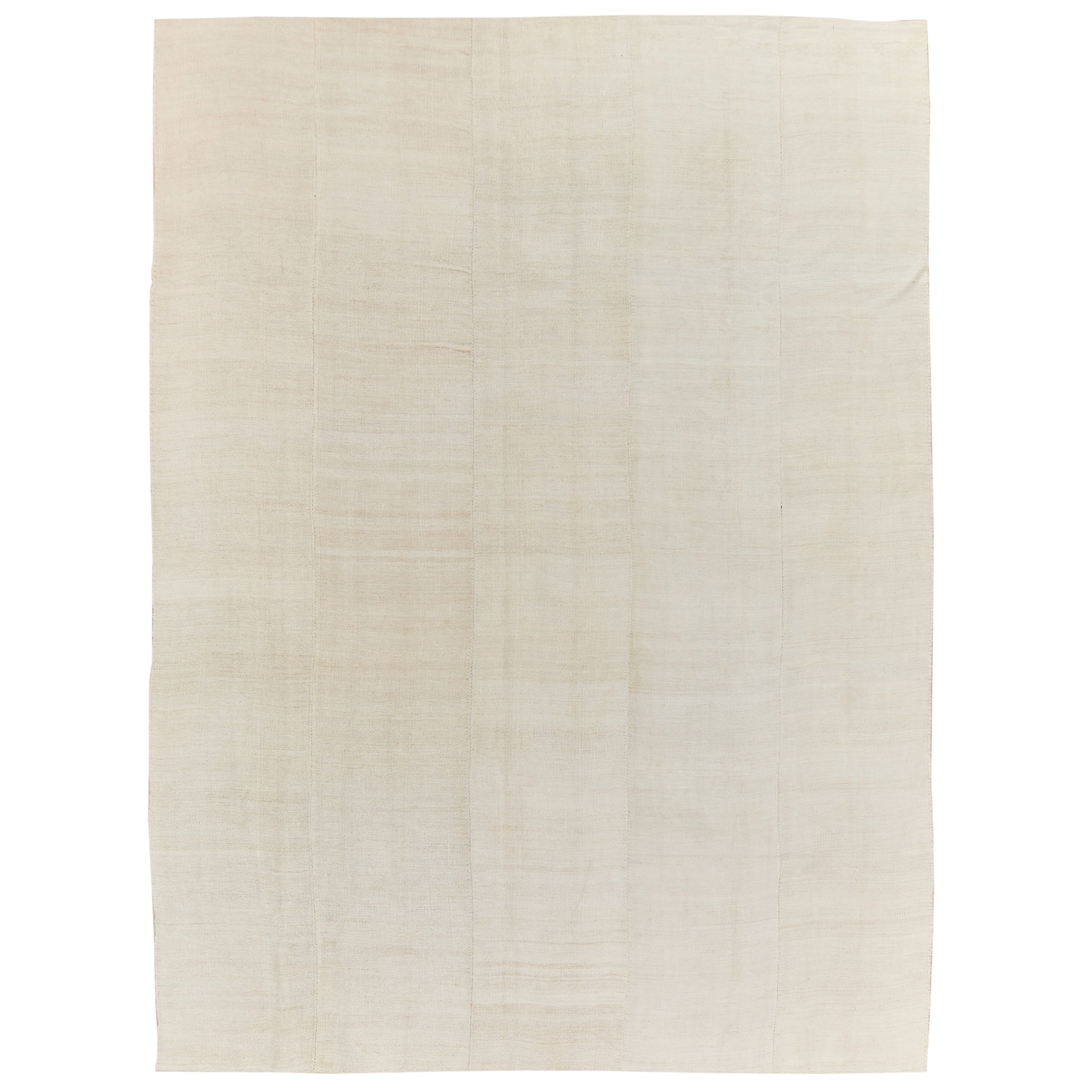 Andromeda: A Pristine White Vintage Turkish Hemp Kilim Rug of Impressive Size | Kuden Rugs