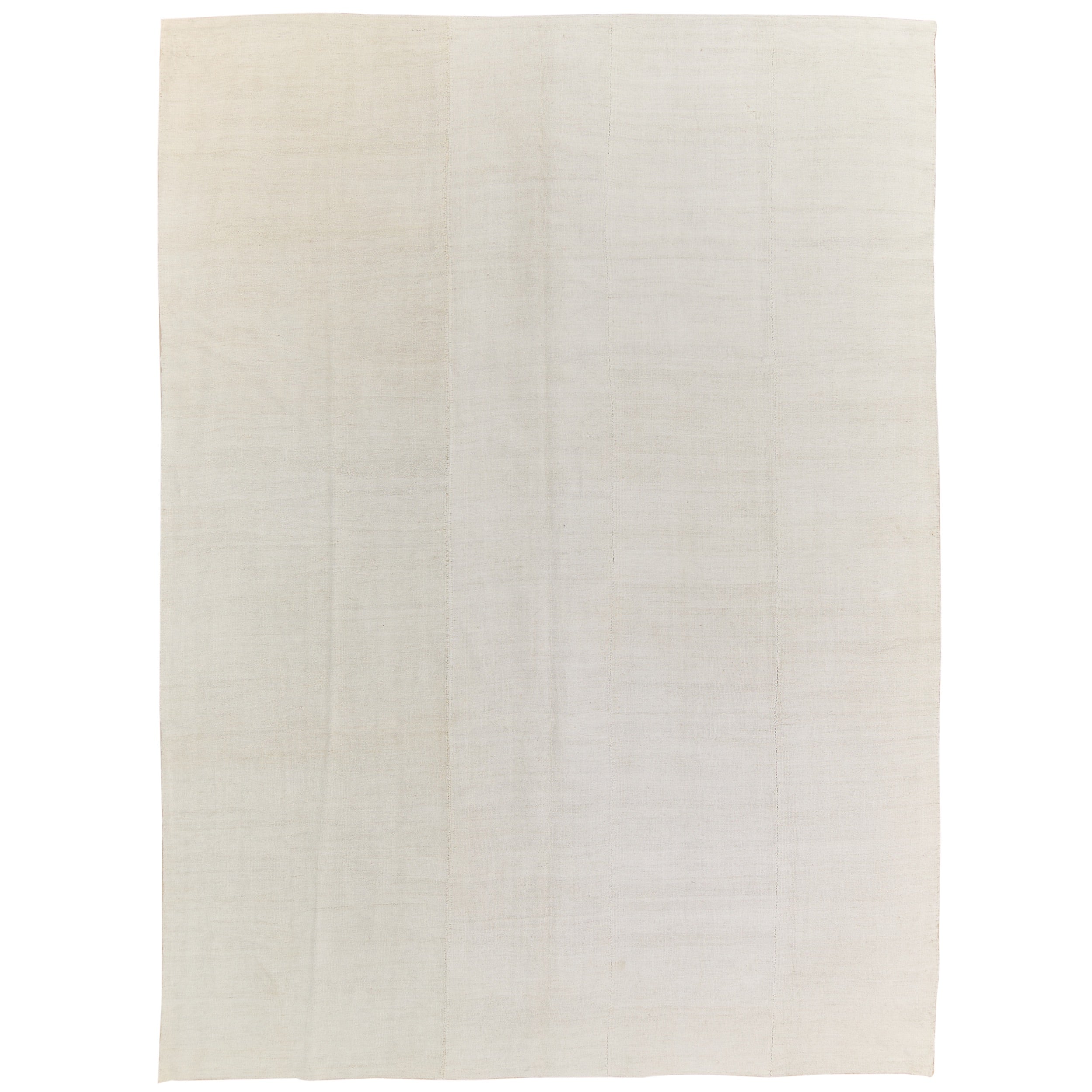 Anemone: A Pristine White Vintage Turkish Hemp Kilim Rug of Impressive Size | Kuden Rugs