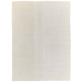 Anemone: A Pristine White Vintage Turkish Hemp Kilim Rug of Impressive Size | Kuden Rugs