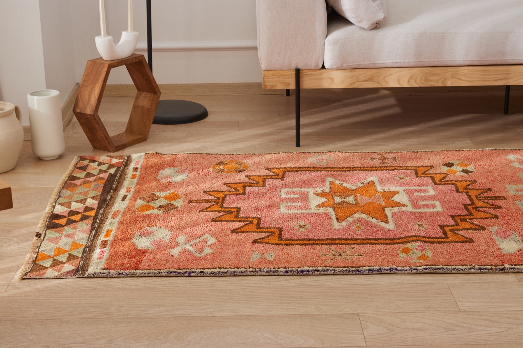Annuska | Modern Vintage Fusion | Artisanal Geometric Carpet | Kuden Rugs