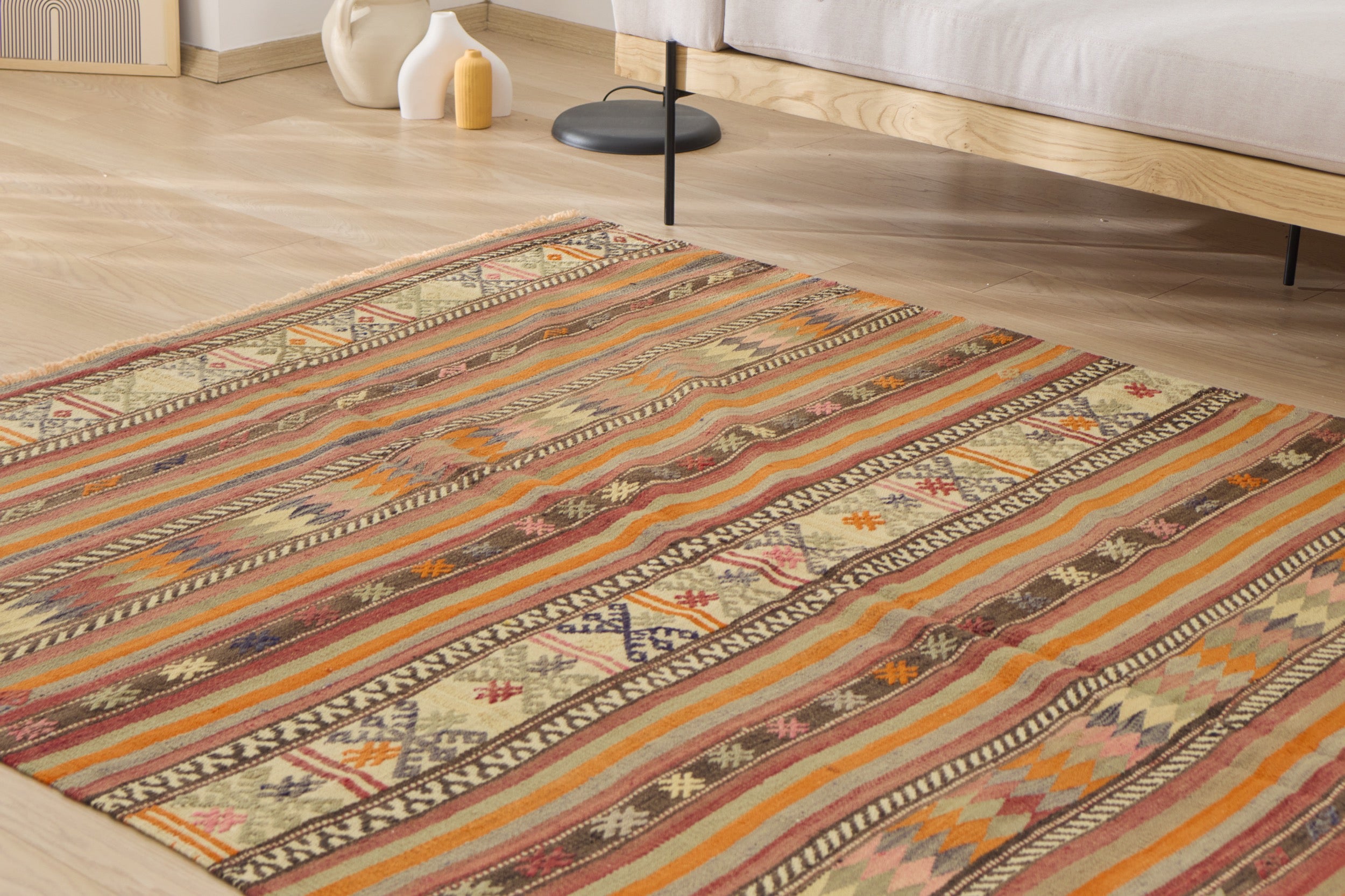 Arabella: A Captivating Turkish Kilim Rug with a Kaleidoscope of Colors | Kuden Rugs